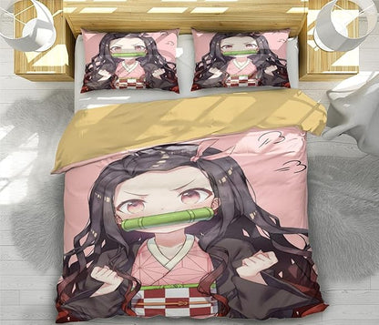 Ne-Zuko Anime Duvet Cover 3 Piece Bedding Set,Teen Anime Comforter Cover Set Super Soft Duvet Cover with Pillowcase (styel 6,Full 79x90in  20x30in)