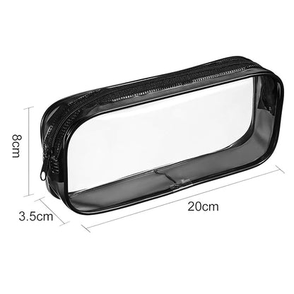 4 Pieces Clear PVC Bags Big Capacity Zipper Pencil Pouch Case Travel Luggage Makeup Cosmetic Bag(Black)