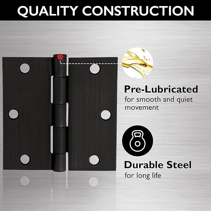 Design House 181495 3.5 x 3.5 Square Corner Hinge, Oil Rubbed Bronze, 3 Count (Pack of 1)