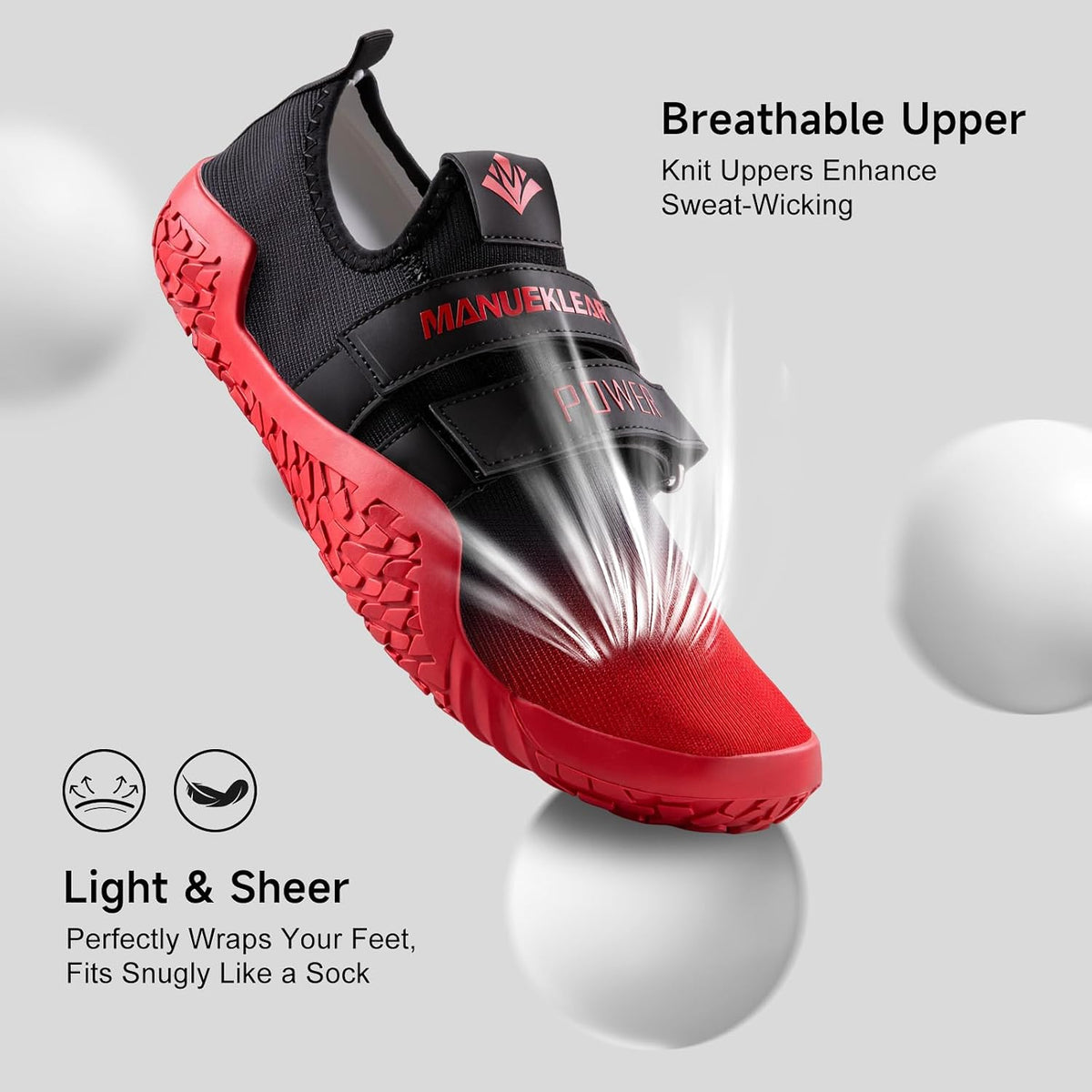 MANUEKLEAR Deadlift Shoes - Weight Lifting Shoes for Men Women - Weightlifting Squat Shoes Fitness Cross-Trainer Barefoot Gym Training Sneakers