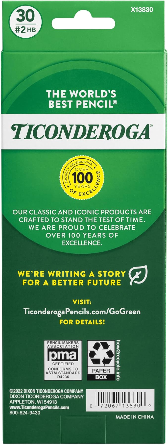 Ticonderoga Wood-Cased Pencils, Pre-Sharpened, 2 HB Soft, Yellow, 30 Count
