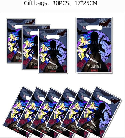 ELODEK 30pcs wednesday addams Birthday Party Gift Bags Candy Bags Goody Bags wednesday addams Birthday Party Supplies Decorations (2)