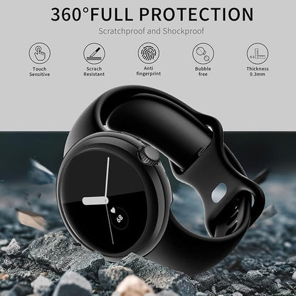 Wugongyan Screen Protector Case Compatible with Google Pixel Watch 3 45mm (2024) Soft TPU Protective Cover (Rose Gold, 45mm)