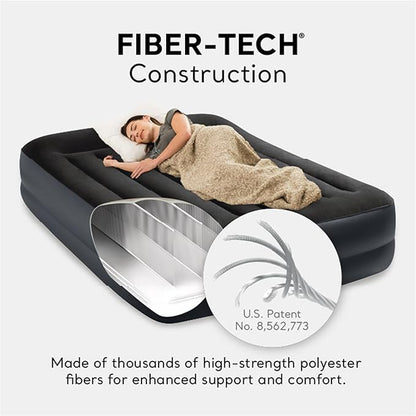 Intex 64123ED Dura-Beam Plus Pillow Rest Fiber-Tech  Queen Size  Built-in Electric Pump  16.5in Bed Height  600lb Weight Capacity