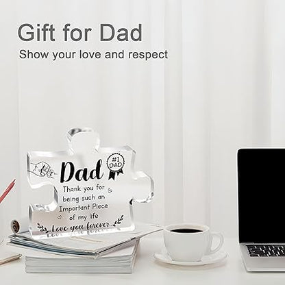 Delicate Dad Gifts from DaughterSon Engraved Acrylic Block Puzzle Piece Ideal Paperweight Keepsake Gifts for Home Office Table Desk Decor 3.9 x3.4 Inch