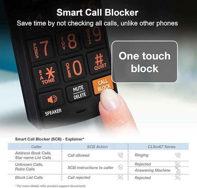 ATT CL80067 Accessory Handset for CL82x07, CL82x57, CL82x67, CL83x07, CL84x07 Series Cordless Phone for Home with Call Blocking, Caller ID Announcer, Intercom, and Long Range, BlackWood Grain Finish