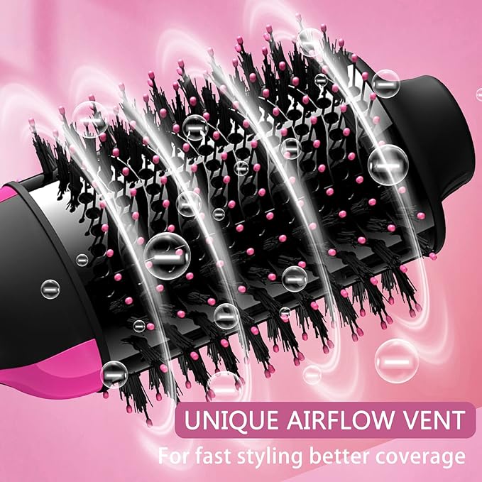 Hair Dryer Brush Blow Dryer in One, 4 in 1 Styling Tools Blow Dryer with Ceramic Oval Barrel, Hair Dryer and Styler Volumizer, Hot Air Straightener Brush for All Hair Types