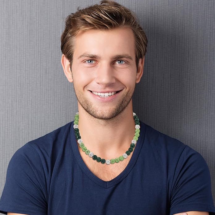 RWQIAN Baseball Beaded Necklace for Men Boys, Bling Drip Chains Inspired Accessory With Diamond Rhinestone Discoball, Jewelry Making Gift for Baseball Team Athletes
