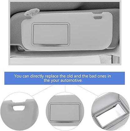 Mobestech Grey Driver Side Sun Visor with Mirror Replacement Car Interior Sun Protection Visor with Vanity Mirror