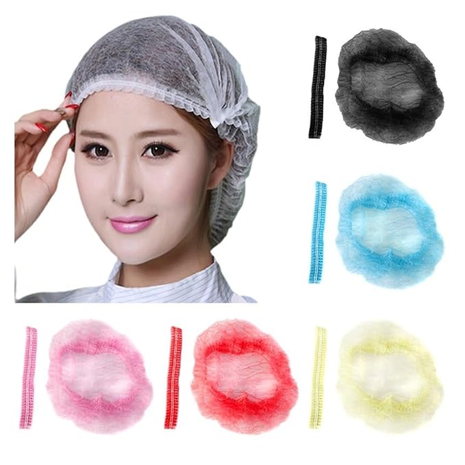 100 PiecesPack Disposable Hair Head Cover Mesh Pouch Dust Cap Shower Cap Kitchen (Color : Black, Size : One size)