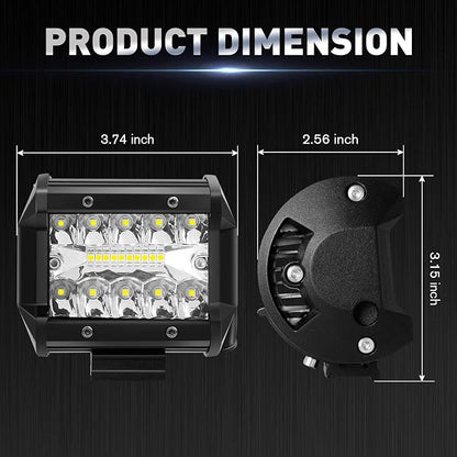 4 Inch 120W LED Light Bar 12000LM Spot Flood Combo Off Road Triple Row Work Driving Fog Light for Pickup Truck ATV UTV SUV Boat 2PCS