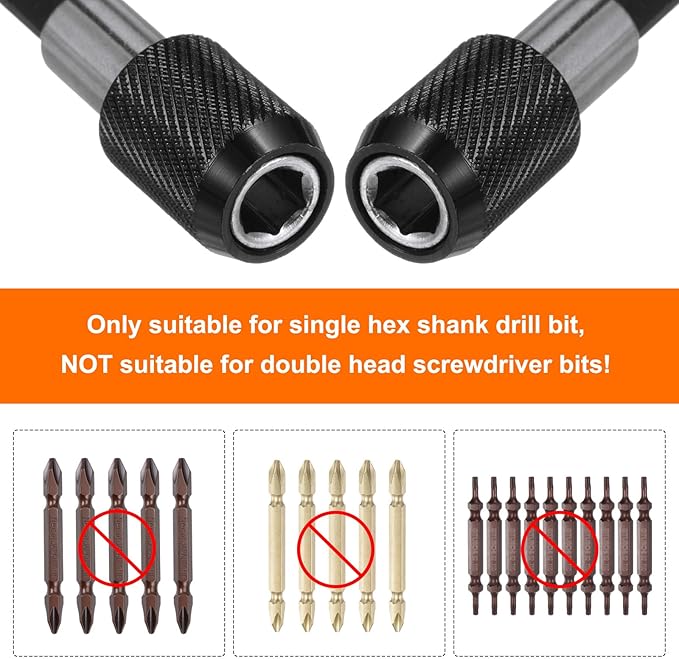 HARFINGTON Magnetic Extension Chuck Adapter 6" 14 Inch Hex Shank Quick Release Bar Socket Screwdriver Bit Holder for Screwdriver Bits Nuts Drills Socket Driver Adapter, Black