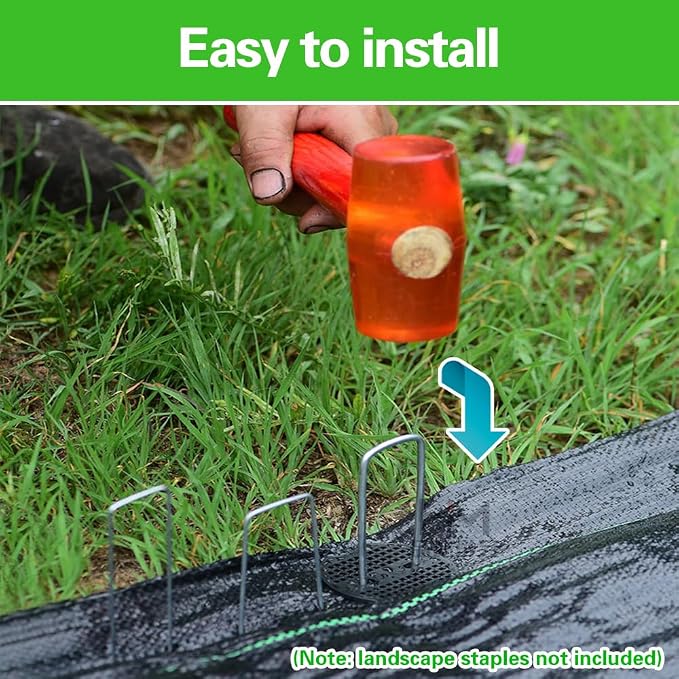 Bakulyor 50pcs Garden Staples Plastic Buffer Washer, Landscape Staple Stakes Gaskets, Yard Pins Gasket for Weed Barrier Fabric, They Keep The Barrier from Ripping & Create a Sturdier Hold - Black