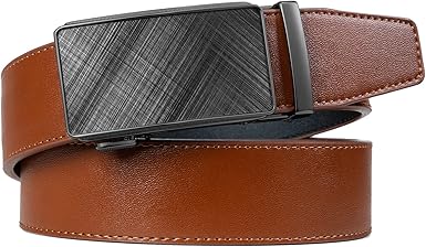 Founders  C Men's Ratchet Belt 1 38",Leather Dress Belt Adjustable with Click Sliding Buckle Trim to Exact Fit