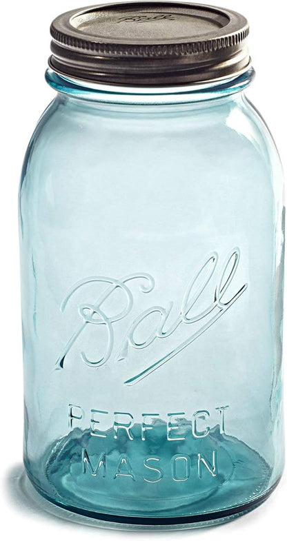 NEW! Limited Collector's Edition - Vintage AquaBlue BALL"PERFECT MASON" 32oz. Quart Jar - Turn-of-the-century Design (1910-1923)