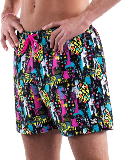 Third Wave Premium Swim Trunks - Men's 5 Inch Inseam Quick Dry Swim Shorts for Beach and Swimming
