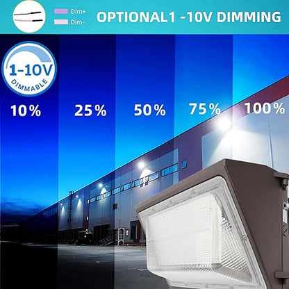 Dimmable 120W LED Wall Pack Light with Dusk to Dawn Photocell,16800LM Outdoor Security Lighting, Commercial Wall Mount Lights for Building