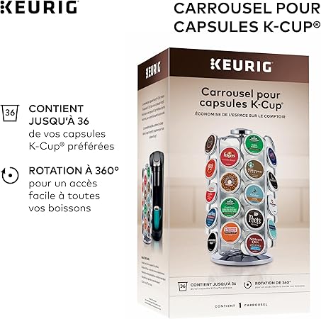Keurig Storage Carousel, Coffee Pod Storage, Holds up to 36 Keurig K-Cup Pods, Silver