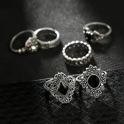 15Pcs Knuckle Rings, Bohemian Style Ladies Ring Rhinestone Inlay Non-fading Jewelry Opening Ring for Women Silver 1.7cm0.67"