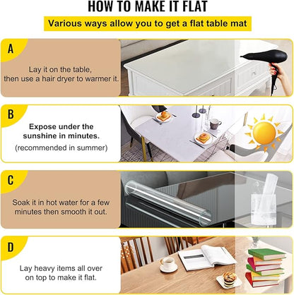 VEVOR Plastic Table Cover 42 x 78 Inch, 2 mm Thick Clear Table Protector, Rectangle Clear Desk Mat, Waterproof & Easy Cleaning for Office Dresser Night Stand