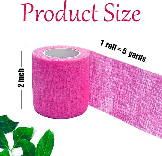 3 Pack 2 Inches Self Adhesive Bandage Wrap Vet Wrap for Pets, Stretch Self Adherent Tape Cohesive Wrap for Athletic, Sports, Wrist and Ankle(Pink)