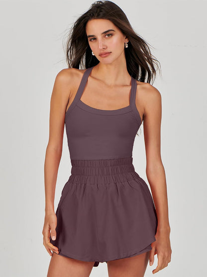 ANRABESS Womens Mini Tennis Dresses Skort Summer Sleeveless One Piece Workout Romper Dress with Shorts Athletic 2026 Outfit
