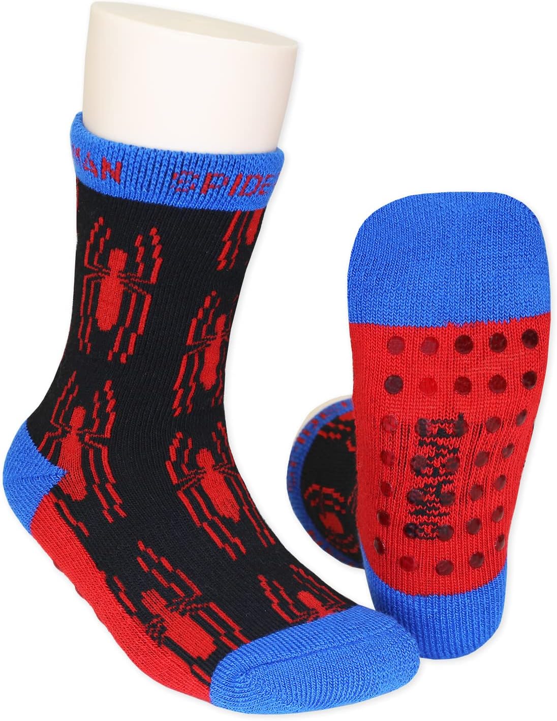 Marvel Super Hero Adventures Spider-Man Baby-Boys, Boys Socks with Grippers, 6 pack, Red/Blue, 4-5T