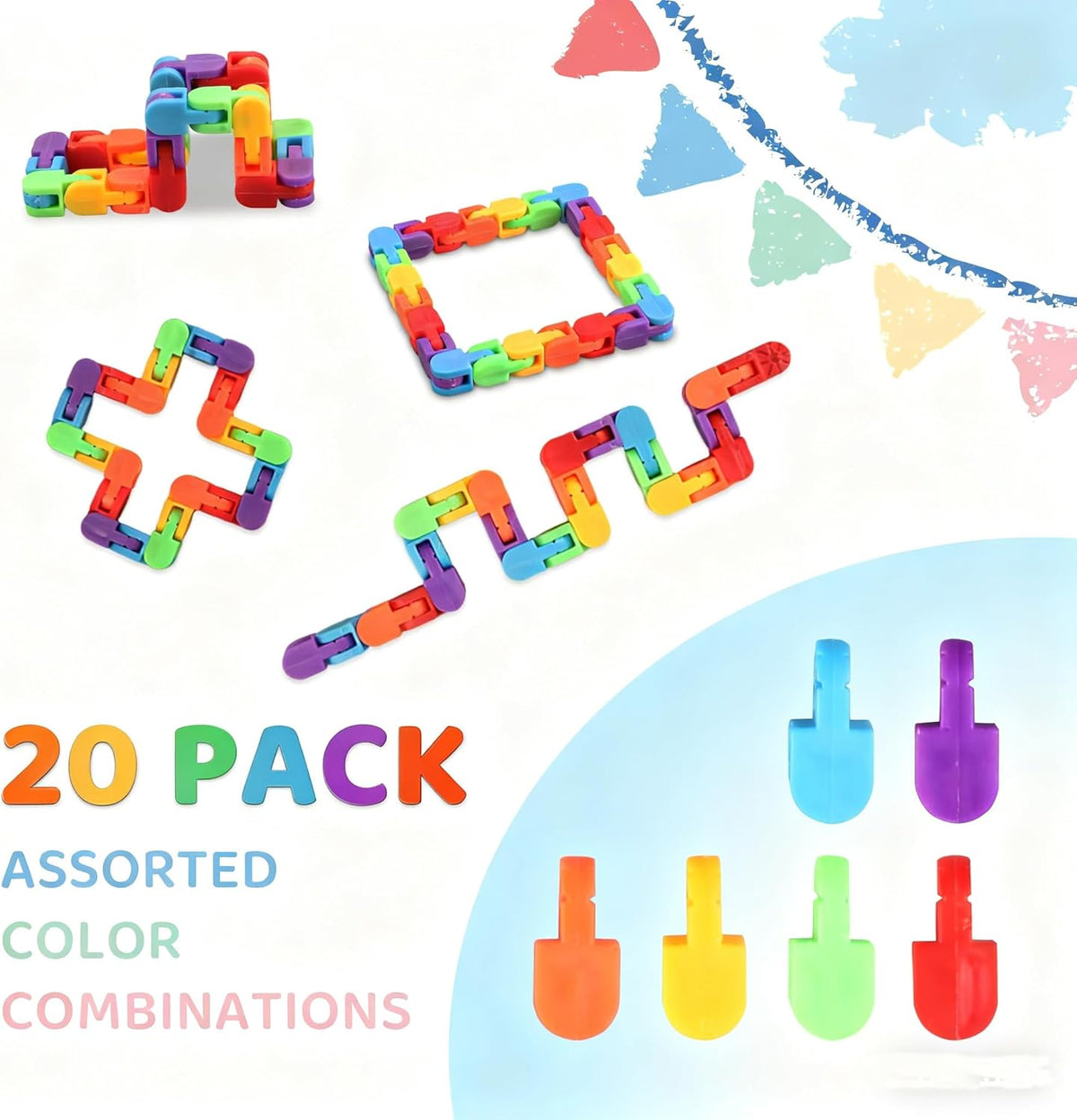 20pcs Wacky Track Fidget Toys Sensory -Party Favors,Goodie Bag,Bulk Fidget for Classroom ,School Students Gifts Prizes Birthday Christmas Fidgets Stocking Stuffers for Kids ,Teens Adults