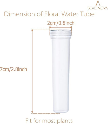 BEADNOVA Floral Water Tubes 2.8 Inch Plastic Water Tubes for Floral Flower Vials with Caps for Flower Arrangement Decoration (Clear, 20 Pcs)