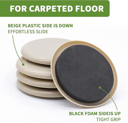 Furniture Sliders for Carpet 8 PCS - 3 12 inch Furniture Moving Slider Chair Legs Floors Protectors Move Your Furniture Easy  Safely(for Carpet)