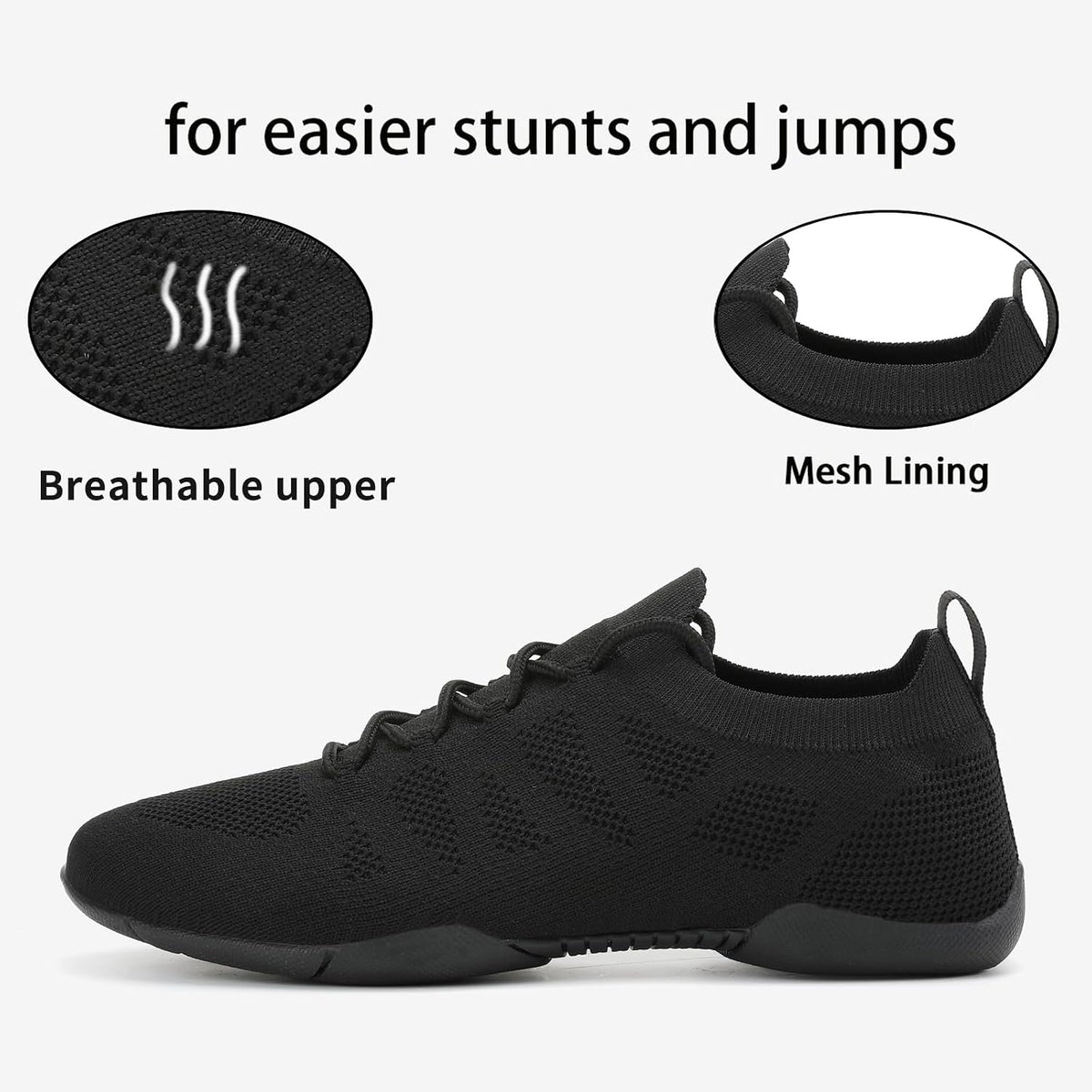 PQWXVYU Cheer Shoes Black Women Girls Youth Cheerleading Dance Sneakers Flexible Training Competition Shoes.
