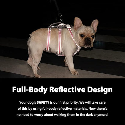 Escape Proof Dog Harness, No Pull Reflective Harness with Lift Handle, Adjustable Pet Vest with Front and Back Leash Clips for Small Medium Large Dogs Walking Hiking Training (Orange,XL)