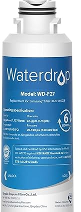 Waterdrop DA29-00020B Replacement for Samsung Water Filter HAF-CINEXP, DA29-00020B, HAF-CIN, DA29-00020B-1, RF28HMEDBSR, RF263BEAESR, RS25J500DSR, RF263TEAESG, HDX FMS-2, DA97-08006A-1, 1 Filter