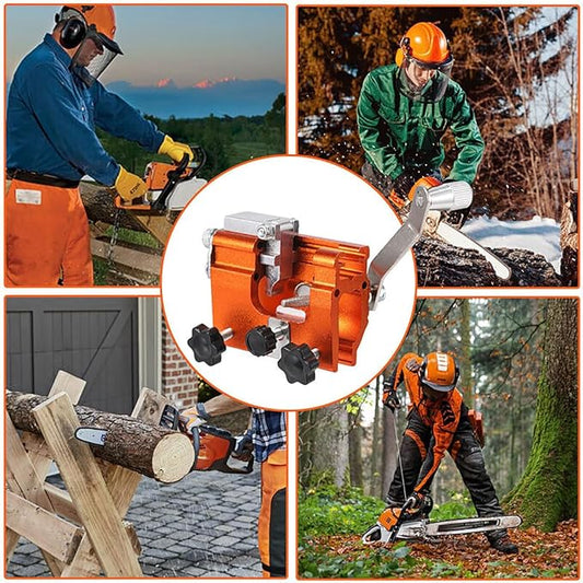 Eztronics Corp Chainsaw Sharpener,Chainsaw Sharpening Jig Hand-Cranked Chainsaw Sharpener Kit Suitable For All Kinds Of Chain Saws Chain Saw Shaperener Tool (Orange)