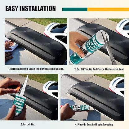 RV Silicone Sealant,RV Roof Self-Leveling Lap Sealant RV Caulk Sealant, RV White Flex Repair Caulking Lap Sealant for Rubber Roof on Motorhomes, Trailers, Campers (4 Pack)