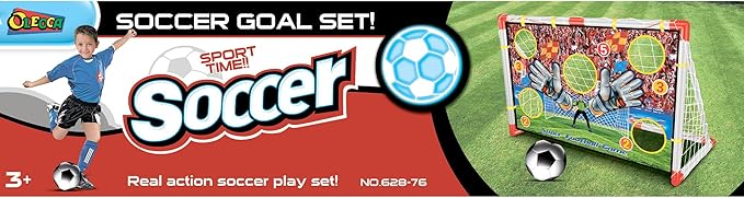 Kids Soccer Goal – 2 in 1 Soccer Goal with Target Net, Portable Soccer Goals for Backyard & Indoor Play, Small Soccer Goals 4' x 2.4' ft – Toddler Fun Training Set for with Ball Ages 3+