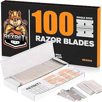 REXBETI 100PCS Single Edge Razor Blades, Industrial Razor Blades