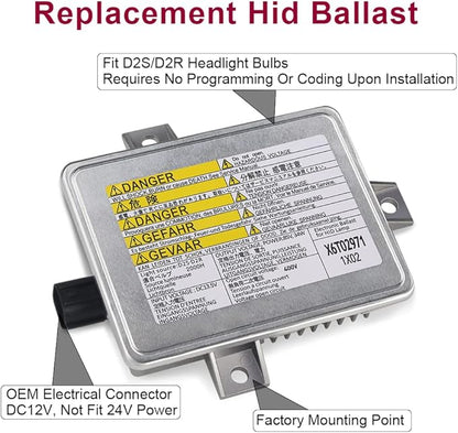 Xenon HID Headlight Ballast Replacement for W3t10471 X6t02993 X6t02981 X6t02991 X6t02971 Compatible with Acura TL Acura TSX Honda S2000 Mazda 3