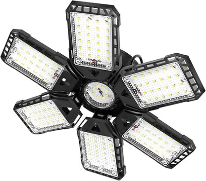 LED Garage Lights 1 Pack -180W, 18000LM 6500K Led Shop Light with 61 Deformable Panels, Basement Barn Light Garage Ceiling Lights, E26E27 for Garage, Warehouse, Shop