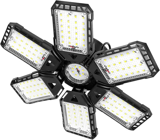 LED Garage Lights 1 Pack -180W, 18000LM 6500K Led Shop Light with 61 Deformable Panels, Basement Barn Light Garages Ceiling Lights, E26E27 for Garage, Warehouse, Shop