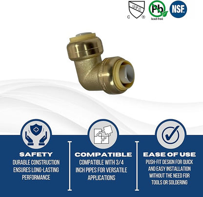 Push Fit 3/4 Inch x 3/4 Inch Push Fit Elbow, 27-2-3=2XX, 1 Pieces