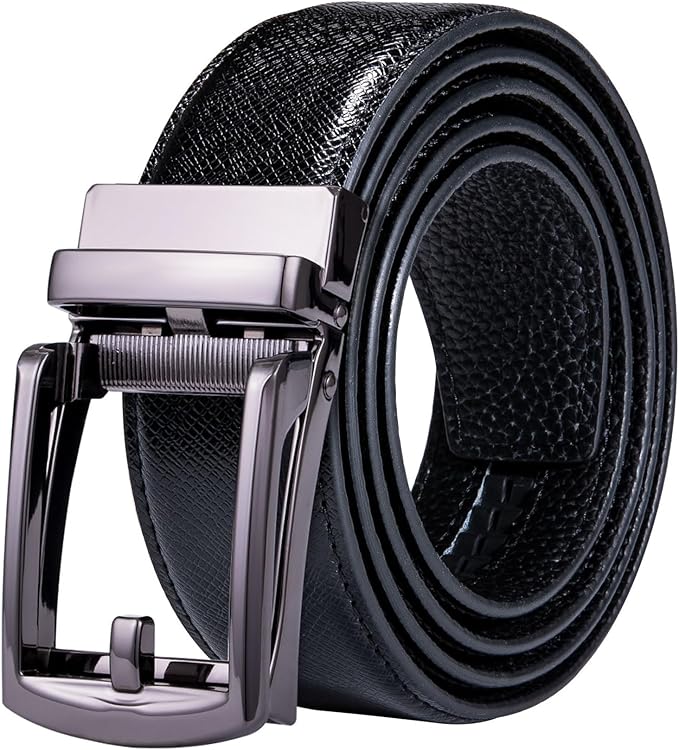 Barry.Wang Ratchet Belt Buckle Strap Replacement 1 38Au,Leather Belt Straps for 40MM Slide Click Buckle,Trim to Fit