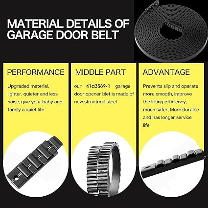 41A3589-1 Garage Door Openers Belt Assembly for 8ft Garage Door, 255 inches Drive Belt with 11ft Rail Compatible with Liftmaster Chamberlain Garage Door Openers 1270, 1280, 1280R, 8100, 8200  9200