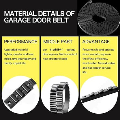 41A3589-1 Garage Door Openers Belt Assembly for 8ft Garage Door, 255 inches Drive Belt with 11ft Rail Compatible with Liftmaster Chamberlain Garage Door Openers 1270, 1280, 1280R, 8100, 8200  9200