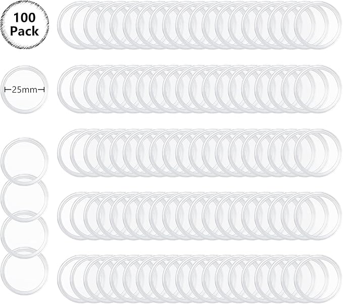100Pack 25mm Coin Storage Capsules Holder, Round High Transparency Plastic Coin Container Case For Coin Collection Supplies