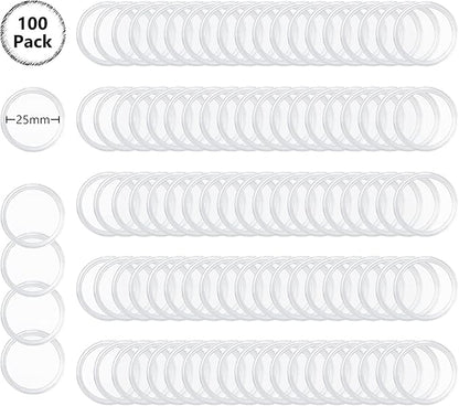 100Pack 25mm Coin Storage Capsules Holder, Round High Transparency Plastic Coin Container Case For Coin Collection Supplies