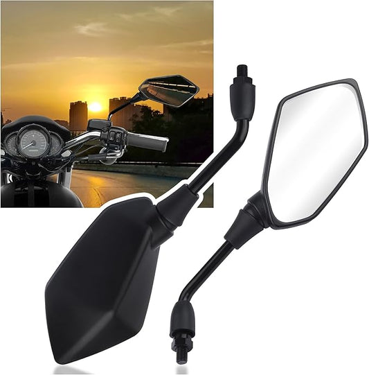 2PCS Motorcycle Mirrors with 8mm10mm Bolt,HD Motorcycle Mirrors for Handlebars,360-degree Adjustable Motorcycle Wide Angle Rear View Mirror Car Accessories for Scooter,ATV,Dirt Bike(Black)