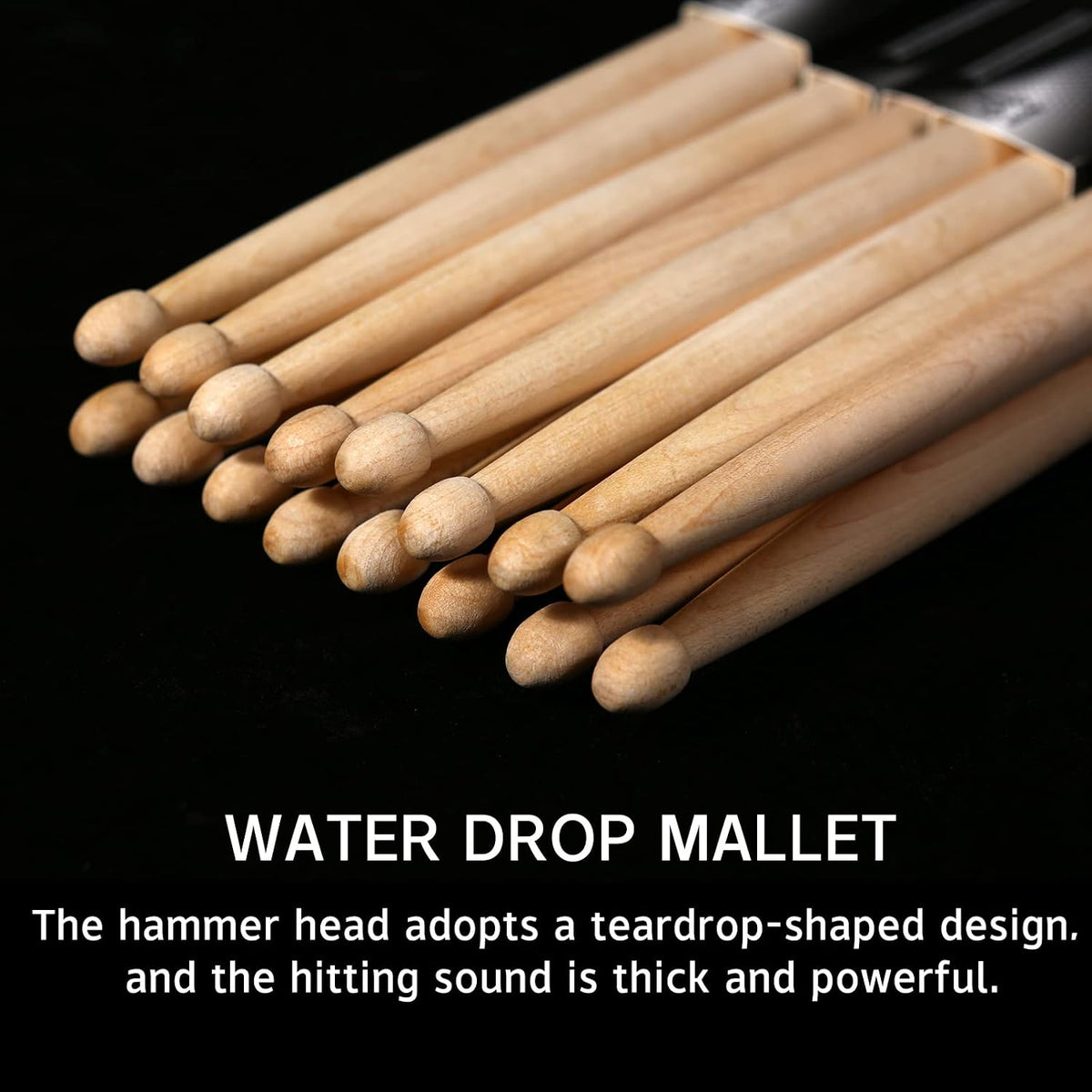 AODSK Drum Sticks 5A Classic America Maple Wood Tear Drop Tip Drumsticks Anti-Slip,Suitable for adults and children with storage Bags-1 Pairs