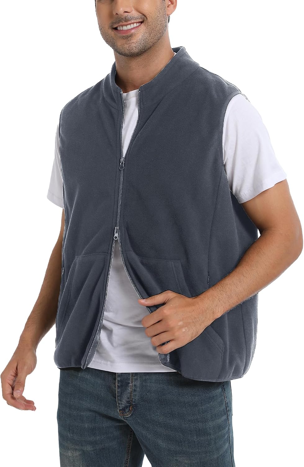 XXL, Argstar Polar Fleece Vest Men, Warm & Lightweight Casual Outdoor Full-Zip Vest with Pockets (S-2XL)