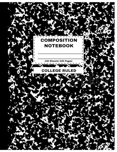 College Ruled Composition Notebook, 1 Subject, College Ruled Paper, 100 Sheets200 Pages, 11" x 8-12", Marble Black: College Ruled Composition ... Notebook for School College Teachers Office